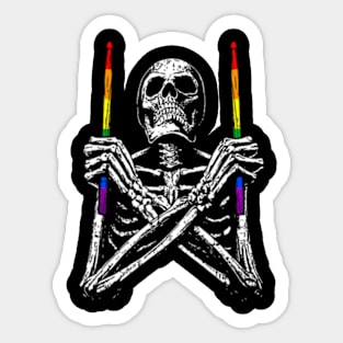 Skeleton Drummer Gay Pride LGBT-Q  Drum Sticker